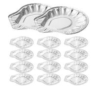 TOBBOMEY 100 Pièces Plateaux Jetables Aluminium pour Fruits de Mer Mini Plats Coquilles Flexibles pour Cuisson Barbecue et Service Huîtres et Crustacés