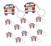 TOBBOMEY 12 Pièces Porte Clés Camion de Pompiers Fête Pompier Décoration Anniversaire Cadeau Thème pour Garçon Fille