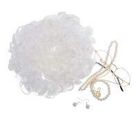 TOBBOMEY 1ensemble Perruque Blanche Et Costume De Vieille Dame Pour Adultes Ensemble Lunettes Pour Halloween Et Fêtes Thématiques