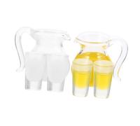 TOBBOMEY 2 Ensembles Mini Juice Pitcher and Cup Set for Dollhouse Decorative Miniature Orange Juice and Milk Jug Realistic Tiny Drinkware Accessories for Mini Home Decor