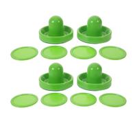 TOBBOMEY 2 Ensembles Set 2 Accessoires Air Hockey pour Table de Jeu - 2 Poussoirs Plastique Vert Clair 96Mm 4 Palets Ronds 64Mm Vert Clair 2 Coussinets Anti-Peluches - Pièces de Rechange