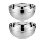 TOBBOMEY 2 pièces Bol Inox Double Paroi Anti-brûlure Bol à Soupe et Nouilles pour Maison et Restaurant Isolation Thermique et Design Moderne Élégant