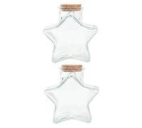 TOBBOMEY 2 pièces Bouteilles Verre Étoiles à Bouchon Liège Lot de Fioles Transparentes pour Messages Souhaits Décorations DIY et Rangement Petits Objets