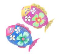 TOBBOMEY 2 pièces Décoration Murale Poisson Colorées Ornement Tropical pour Salon Chambre Bureau Jardin Art Mural Décoratif Écologique et Élégant