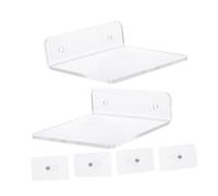 TOBBOMEY 2 pièces Étagère Murale Flottante Acrylique Transparente sans Percer Lot de Supports de Rangement Polyvalents pour Cuisine Salle de Bain Bureau
