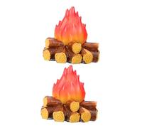 TOBBOMEY 2 pièces Lampe LED Effet Flamme Artificielle Décoration Feu de Camp Miniature Étanche sans Piles pour Halloween Noël et Fêtes Plein Air