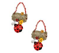 TOBBOMEY 2 pièces Panneaux Suspendus Résine Coccinelle Porte et Mur Décor Artistique Original pour Chambre Boutique et Design Ailes Ouvertes et Fermées