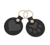 TOBBOMEY 2 Pièces Porte-clés Souvenir Poils Animaux PU Léger Médaillon Patte Chat et Cœur Mémorial pour Amoureux des Chats et Chiens