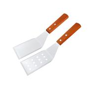 TOBBOMEY 2 pièces Spatules Cuisine Inox à Manche Bois Multifonctionnelles pour Steak Pizza et Pâtisserie Résistantes et Faciles à Nettoyer Set