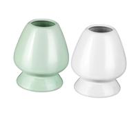 TOBBOMEY 2 Pièces Support pour Matcha Céramique Kit Vert et Blanc pour Cérémonie Japonaise Porte Élégant et Décoratif pour Cuisine et