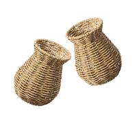 TOBBOMEY 2 pièces Vase Décoratif Tissé Main Plastique Rotin Imitation Set de Léger et Résistant Support Décoratif Naturel pour Fleurs pour Salon Chambre et Bureau