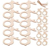 TOBBOMEY 20 Pièces Ronds de Serviette Bois Pâques Porte-Serviettes Lapin Décoratif pour Table Printemps Banquet Fête et Mariage