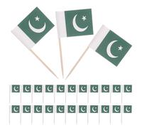 TOBBOMEY 200 pièces Mini Drapeaux Pakistanais sur Bâtonnets Bois pour Décoration de Gâteaux Apéritifs et Cocktails Cure-Dents à Drapeau pour Fêtes Sportives et Événements Culturels