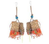 TOBBOMEY 2pièces Jouet à Mâcher pour Perroquet De Palmier Jouet Suspendu pour Oiseaux pour Amusement Oiseaux