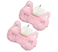 TOBBOMEY 2pièces Masque De Sommeil Peluche Pour Filles Cache-œil Doux Et Mignon Pour Voyage Élastique Pour Confort Optimal Et La Lumière