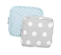 TOBBOMEY 2pièces Pochette Rangement Serviettes Hygiéniques Oxford Sac Portable avec Fermeture Éclair pour Protège-Slips Et Tampons Femmes Et Adolescentes Motif Pois Gris Et Vert