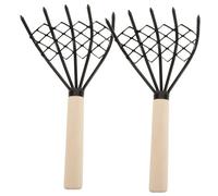 TOBBOMEY 2pièces Râteau à Fruits De Mer avec Filet Et Manche Bois Grattoir à Palourdes pour Plage Outil De Râteau