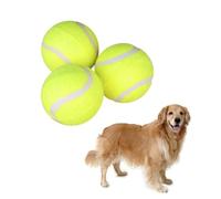 TOBBOMEY 3 pièces Balle de Tennis Géante pour Chien Résistant Caoutchouc pour Mâcher Entraînement et Jeu Interactif pour Animaux de Compagnie