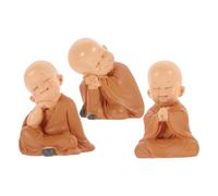 TOBBOMEY 3 pièces Figurines Petites Moines Décoratives Résine Ornement Mignon pour Tableau de Bord Voiture Accessoires Intérieurs Multifonctions Cadeau Garçon Lot