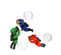 TOBBOMEY 3 pièces Figurines Plongeur Flottantes avec Base Lestée Décor Réaliste pour Aquarium Joints Mobiles Ornement Poisson Décoratif pour Bocal et Terrarium