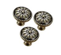 TOBBOMEY 3 Pièces Poignée de Tiroir Champignon Alliage Bronze Bouton Rond pour Meuble Armoire Poignée Placard Vintage Style Européen pour Maison et Hôtel