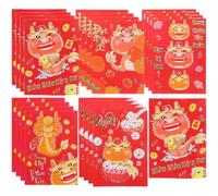TOBBOMEY 30 Pièces Lot de Enveloppes Rouges Chinoises Mignonnes pour Nouvel An Pochettes de Chance pour Mariage et Fête Du Printemps Format Moyen Motifs Traditionnels de Année Du Dragon