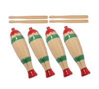 TOBBOMEY 4 Ensembles Instrument Percussion Bois Garçon Fille Musical Guiro Bois Forme Poisson Surface Lisse Sans Burr Améliore Coordination Main Œil et Motricité Fine