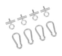 TOBBOMEY 4 Ensembles Set de Butées de Rail Acier Inoxydable avec Mousquetons Accessoires de Fixation pour Auvent de Camping Clips de Fixation Filet Ombrage pour Caravane Camping et Terrasse