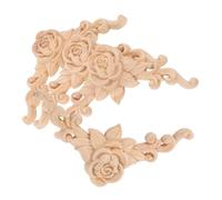 TOBBOMEY 4 Pièces Appliques Décoratives Sculpté Ornements Dangle Floraux pour Meubles Décorations Faciles à Installer pour Portes Armoires Lits et Style Européen Classique