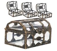 TOBBOMEY 4 pièces Boîte à Bonbons Vintage Pirate Coffret Transparent Rétro pour Fête Mariage Baptême Boîte à Friandises Petite pour Dragées et Présents
