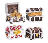 TOBBOMEY 4 pièces Décor Aquarium Coffre Trésor Pirate Miniature Résine Ornement Réaliste pour Réservoir Poissons et Bureau