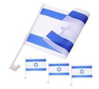 TOBBOMEY 4 pièces Drapeau Israël pour Voiture Polyester avec Hampe Décoration Fenêtre Auto Léger et Réutilisable
