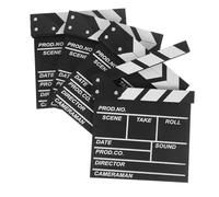 TOBBOMEY 4 pièces Planche de Clap Bois Naturel Accessoire Photo et Cinéma Multifonction pour Scènes de Film et Décoration Effaçable et Réutilisable Outil Indispensable pour Réalisateurs et