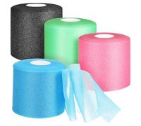 TOBBOMEY 4 rouleaux Pré-bande de Préparation Élastique Mousse pour Poignets Chevilles Genoux Adhérence Forte Absorption Chocs et Confort Sportif