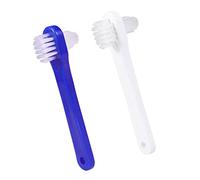 TOBBOMEY 4pièces Brosse à Double Tête Pour Prothèses Dentaires Outil De Nettoyage Pour Dentier Brosse à Dents Avec Tête Large Et Petite Pour Éliminer Les Particules Alimentaires Taches Manc