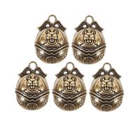 TOBBOMEY 5 pièces Lot de Cloches Laiton Vintage pour Collier Animaux Pendentifs Grelots Décoratifs pour Chiens et Chats Petits Charms Suspendus Résistants et Réutilisables