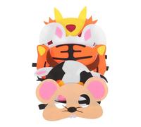 TOBBOMEY 5 Pièces Masques Animaux Cartoon Feutre Demi-masque Cosplay pour Fête Halloween Carnaval Garçon Fille Souris Vache Tigre Lapin Dragon Accessoires Costume Thème Animal