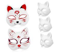 TOBBOMEY 5 Pièces Masques Chat DIY Papier et Confortable Masques Demi Visage Vierges à Décorer pour Cosplay Fête Carnaval