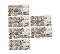 TOBBOMEY 6 Feuilles Stickers Muraux Carrelage Galet Imperméable et Huile pour Cuisine et Salle de Bain Décor Mural Réutilisable et Résistant Chaleur