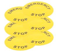 TOBBOMEY 6 pièces Autocollants de Sécurité Arrêt Urgence Industriels Étiquettes de Signalisation Jaunes pour Bouton-poussoir Décalcomanies Visibles et Adhésives pour Machines et