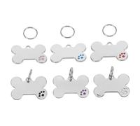 TOBBOMEY 6 Pièces Médaille Chien Gravure Personnalisée Inoxydable Forme Os pour Colliers Étiquettes Identification pour Chiens Petits et Grands