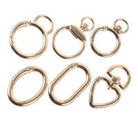 TOBBOMEY 6 Pièces Mousquetons Alliage à Ressort Multi-usages pour Porte-clés Sacs et Accessoires Anneaux Ronds Durables pour DIY Bandoulière et Décoration Lot Complet avec Formes Variées et