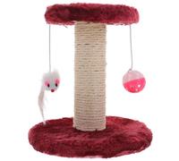 TOBBOMEY Arbre à Chat Double Étage en Peluche Rouge Profond Poteau en Sisal Griffoir et Résistant à L’Usure Accessoires Suspendus Balles pour Chats D’Intérieur Poste à Couleur Aléatoire