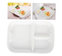 TOBBOMEY Assiette Compartimentée Céramique Compartiments Blanc Déjeuner et Service Plateau Multi-usage Compatible Micro-ondes et Lave- Design pour Familles et Réceptions