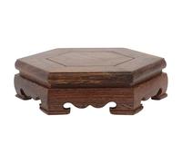 TOBBOMEY Base De Pot De Fleurs en Bois Hexagonale en Bois De Poupe pour Décoration Intérieure, Socle Décoratif Rond 10x12x3 Cm, Support D'exposition pour Objets d'art Et Plantes