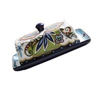 TOBBOMEY Beurrier Céramique avec Couvercle Plat de Service Pratique pour Beurre Fromage et Desserts Résistant Au Micro-ondes Adapté Aux Réceptions et Goûters