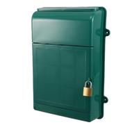 TOBBOMEY Boîte aux Lettres Murale Verrouillable Étanche en Plastique Robuste, Finition Vert Foncé, Support Mural Sécurisé pour Courrier Résidentiel et Professionnel, Protection Intempéries