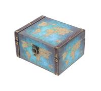 TOBBOMEY Boîte de Rangement Pirate Vintage Étanche avec Serrure pour Garçon Fille Coffret Bijou et Motif Carte Ancienne Petit Coffre de Collection