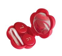 TOBBOMEY Boîte Portable pour Lentilles de Contact Forme Fleur avec Miroir Intégré Étui Pratique pour Lentilles Cosmétiques Transport Facile pour Usage Quotidien et Voyages
