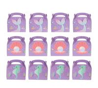 TOBBOMEY Boîtes à Bonbons Thème Sirène 12 Pcs en Papier Poignée, Coffret Présent Fille pour Fête D'anniversaire, Contenant Sirène, Hippocampe et Coquillage, Décoration Océan pour Fête